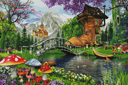 Diamond Painting The Old Shoe House 41.3" x 27.6″ (105cm x 70cm) / Square with 57 Colors including 3 ABs / 115,232