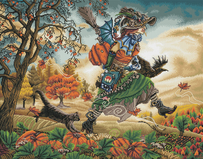 Diamond Painting The Pumpkin Herder 35.0" x 27.6" (89cm x 70cm) / Square with 56 Colors including 3 ABs / 97,781