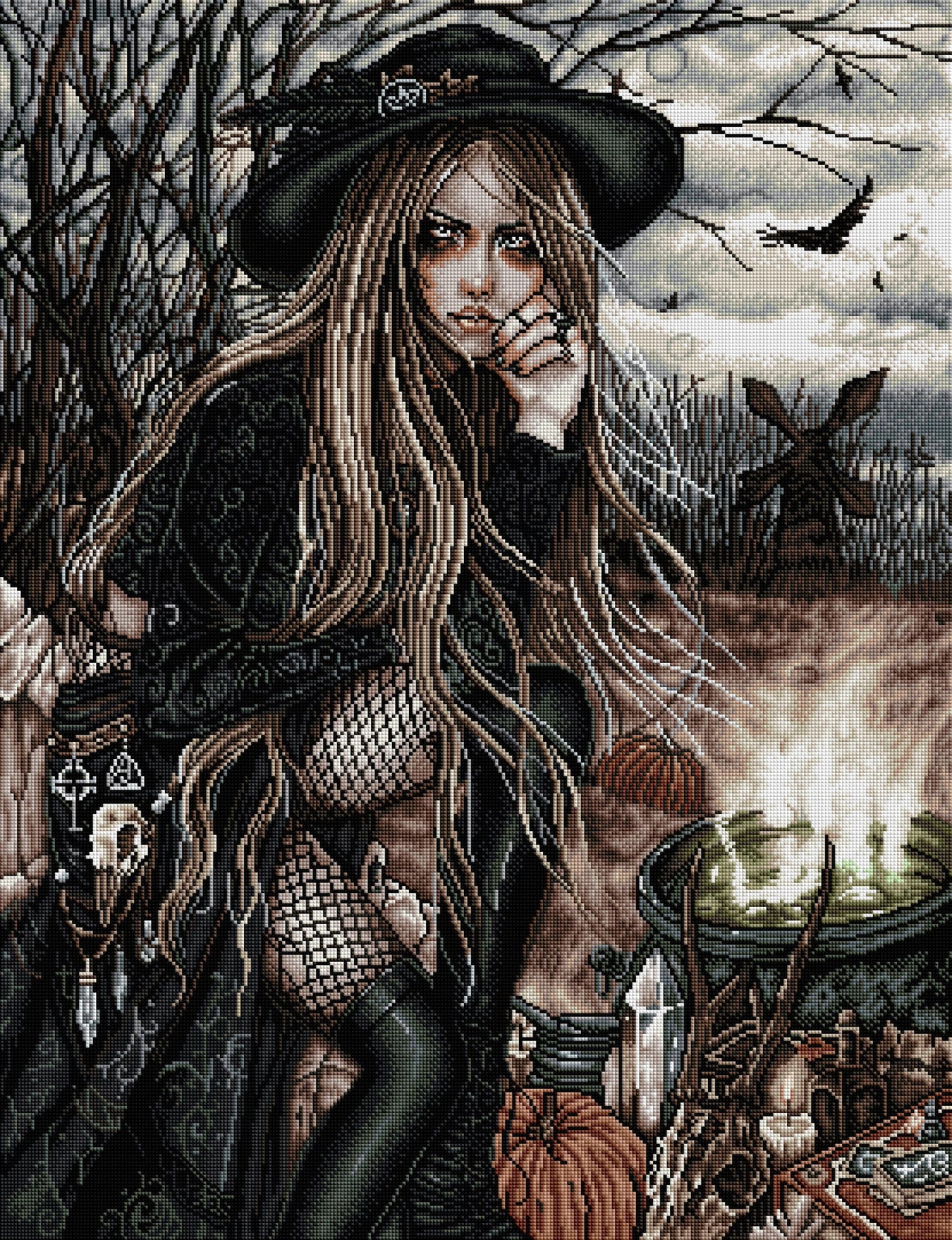Diamond Painting The Season of the Witch 27.6" x 35.8″ (70cm x 91cm) / Square with 37 Colors including 1 AB / 99,997