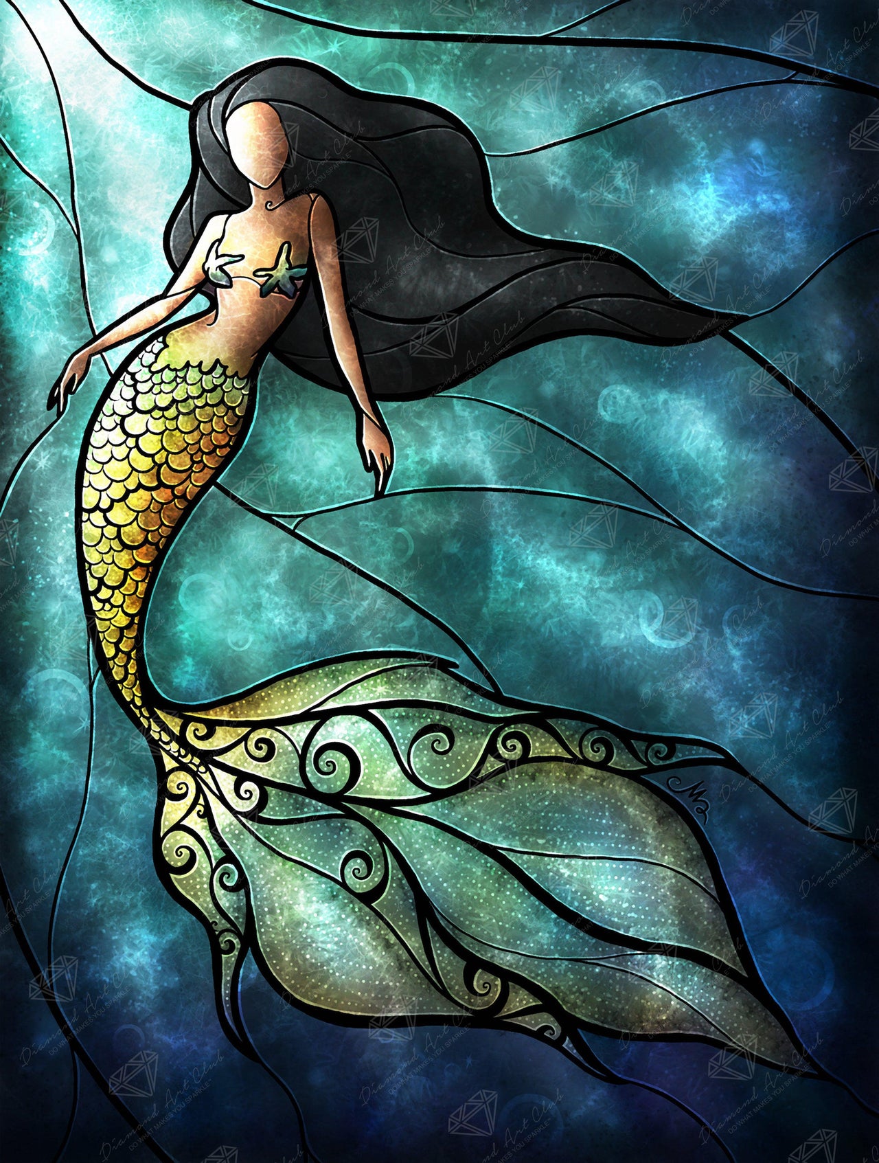 Diamond Painting The Siren 21.7" x 28.7"(55cm x 73cm) / Round With 33 Colors including 2 ABs / 50,310