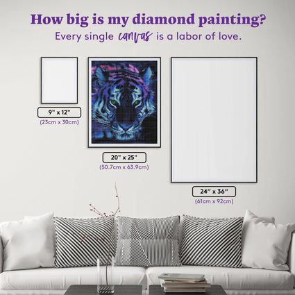 Diamond Painting The Tiger's Stare 20" x 25" (50.7cm x 63.9cm) / Round with 35 Colors including 4 ABs / 41,268