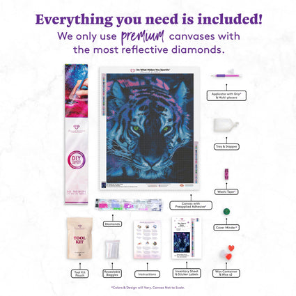 Diamond Painting The Tiger's Stare 20" x 25" (50.7cm x 63.9cm) / Round with 35 Colors including 4 ABs / 41,268