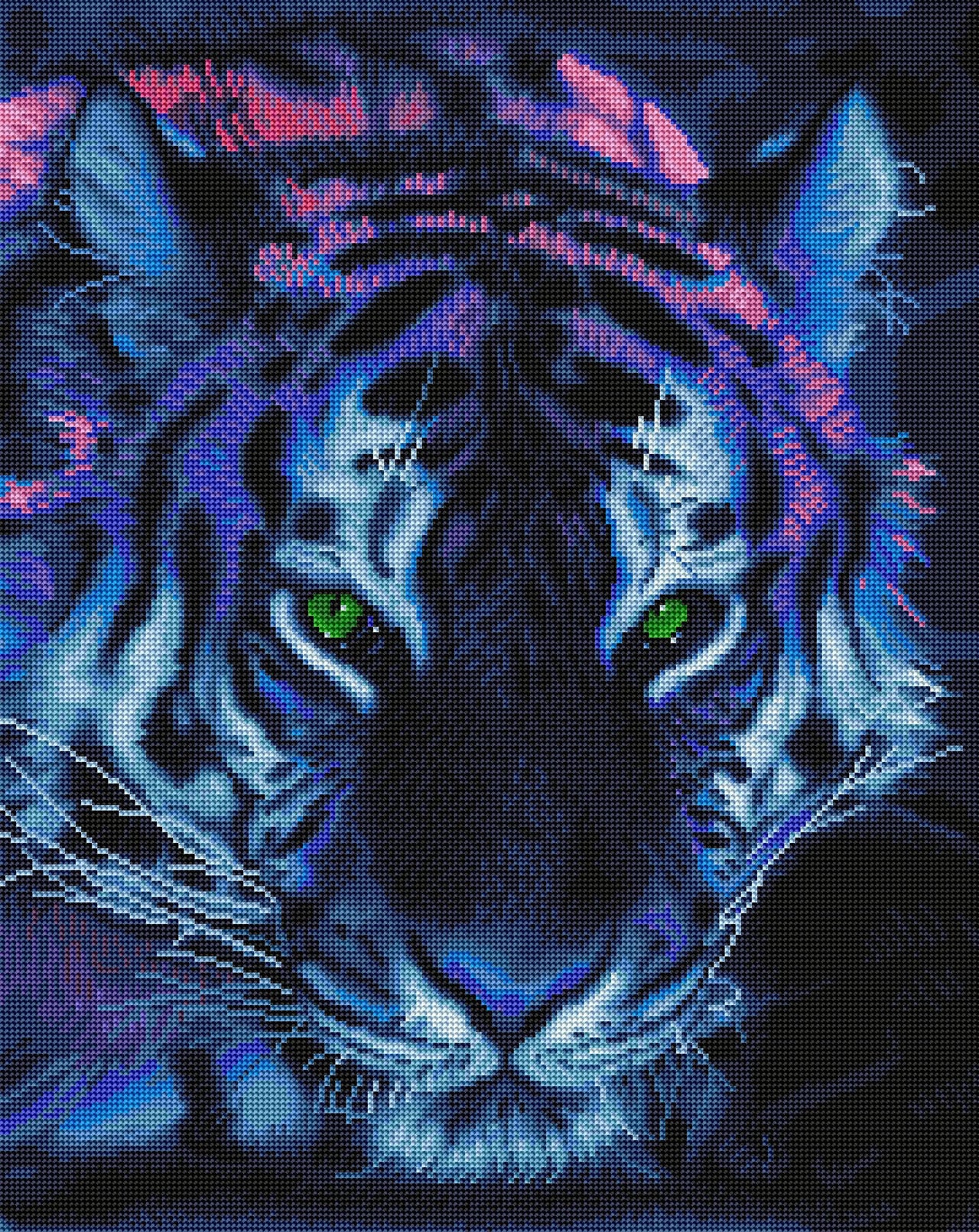 Diamond Painting The Tiger's Stare 20" x 25" (50.7cm x 63.9cm) / Round with 35 Colors including 4 ABs / 41,268