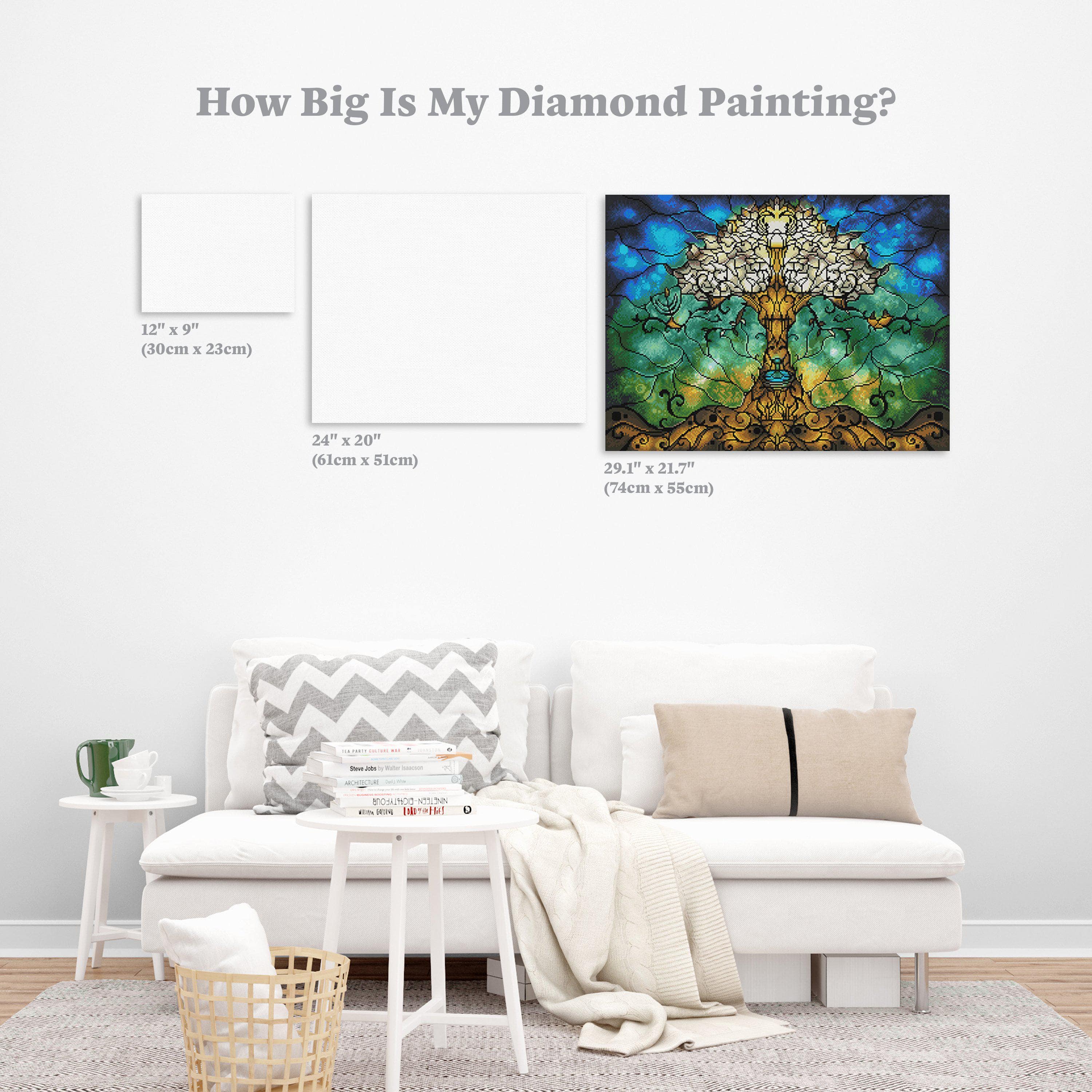 Tree Of Life Diamond Painting Kit - 5d Diamond Art Kit For Adults And Kids,  Full Drill, Pink Moon Tree Design, Home Wall Decor, Diamond Art Gift,  12x16in