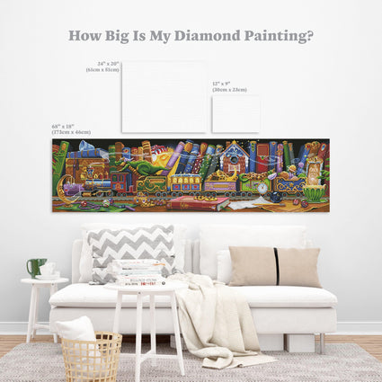 Diamond Painting Train of Dreams 68" x 18″ (173cm x 46cm) / Round with 57 Colors including 2 ABs / 100,569