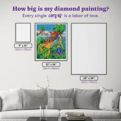 Diamond Painting Tree Frogs 22" x 26" (56cm x 66cm) / Round With 54 Colors Including 4 ABs / 46,765