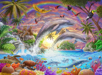 Diamond Painting Tropical Dolphins 37.4" x 27.6" (95cm x 70cm) / Square With 67 Colors Including 5 ABs / 107,061