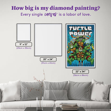 Diamond Painting Turtle Power 22" x 34" (56cm x 86cm) / Square With 33 Colors Including 5 ABs / 75,361
