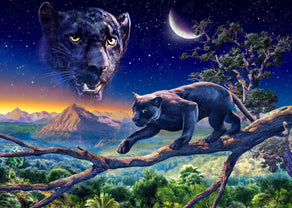 Diamond Painting Twilight Panther 33.1" x 23.6" (84cm x 60cm) / Square with 61 Colors including 2 ABs and 1 Fairy Dust Diamonds / 80,880