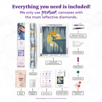 Diamond Painting Unicorn Lair 13" x 15" (32.8cm x 38cm) / Square With 11 Colors Including 1 ABs and 1 Iridescent Diamonds / 15,912