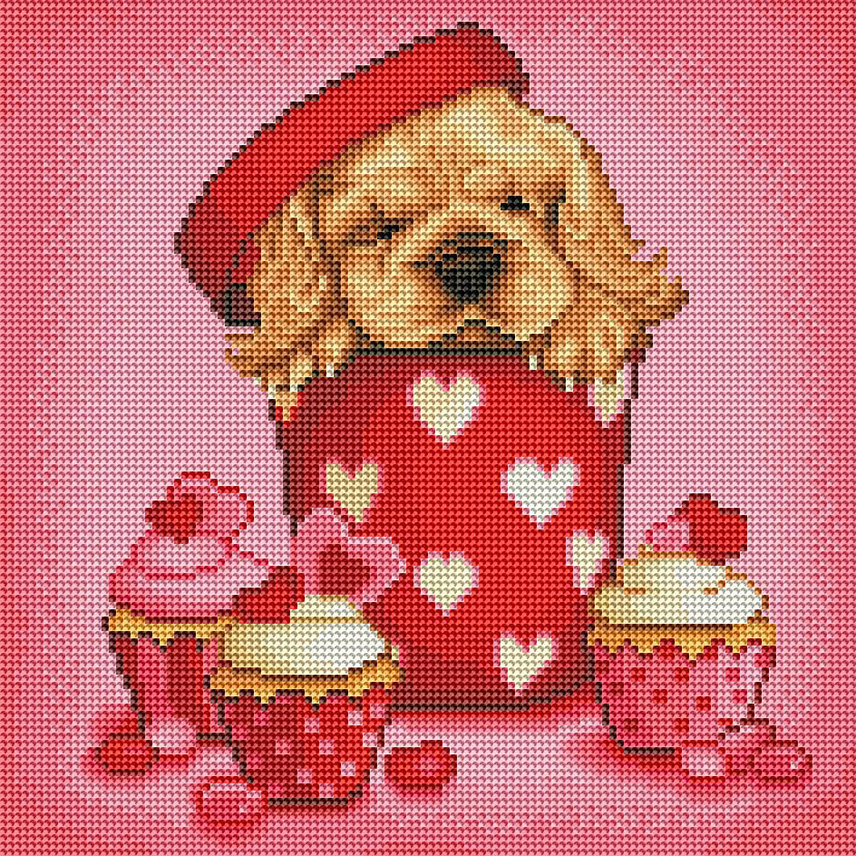 Diamond Painting Valentine Spaniel - AMZ 13" x 13″ (33cm x 33cm) / Round with 29 Colors including 2 ABs / 13,924