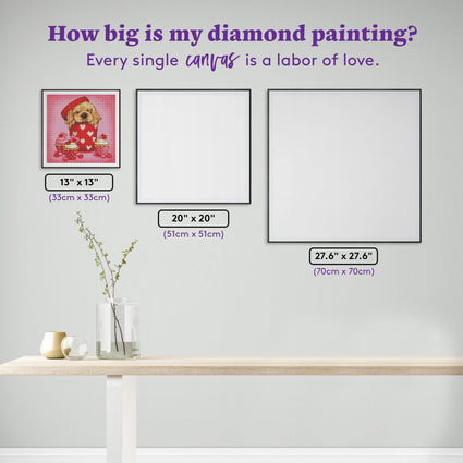 Diamond Painting Valentine Spaniel - AMZ 13" x 13″ (33cm x 33cm) / Round with 29 Colors including 2 ABs / 13,924