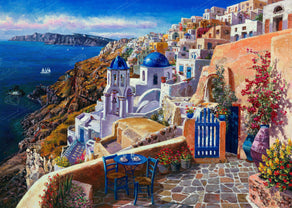 Diamond Painting View of Santorini 38.6" x 27.6″ (98cm x 70cm) / Square with 61 Colors including 2 ABs