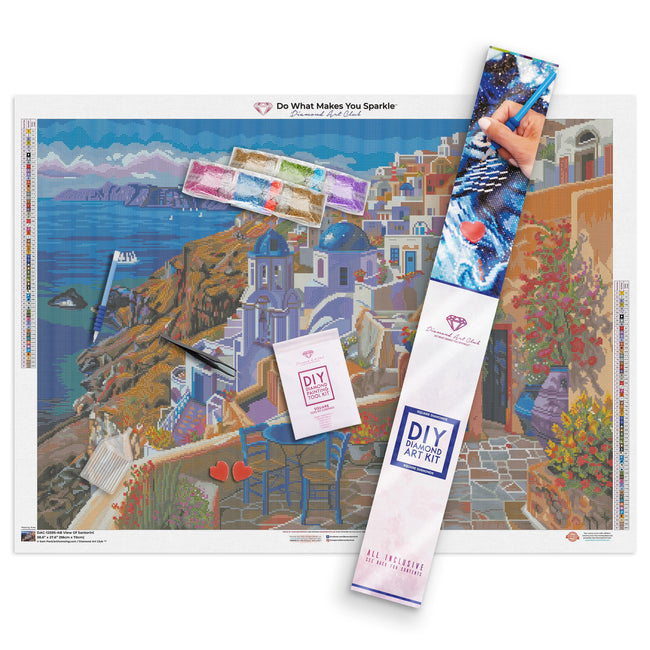 Diamond Painting View of Santorini 38.6" x 27.6″ (98cm x 70cm) / Square with 61 Colors including 2 ABs