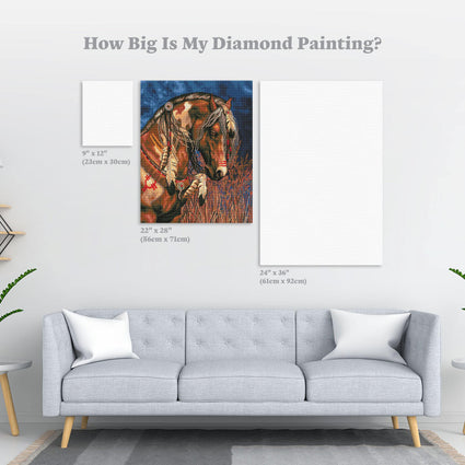 Diamond Painting War Pony 22" x 28″ (56cm x 71cm) / Round with 32 Colors including 2 ABs / 49,896