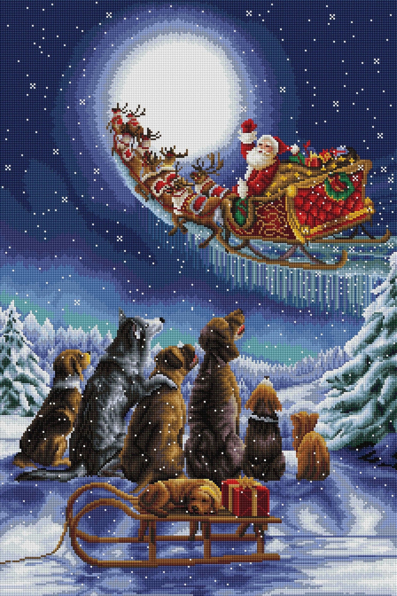 Diamond Painting Watching Santa Go 22" x 33" (56cm x 84cm) / Square with 61 Colors including 4 ABs / 75,264