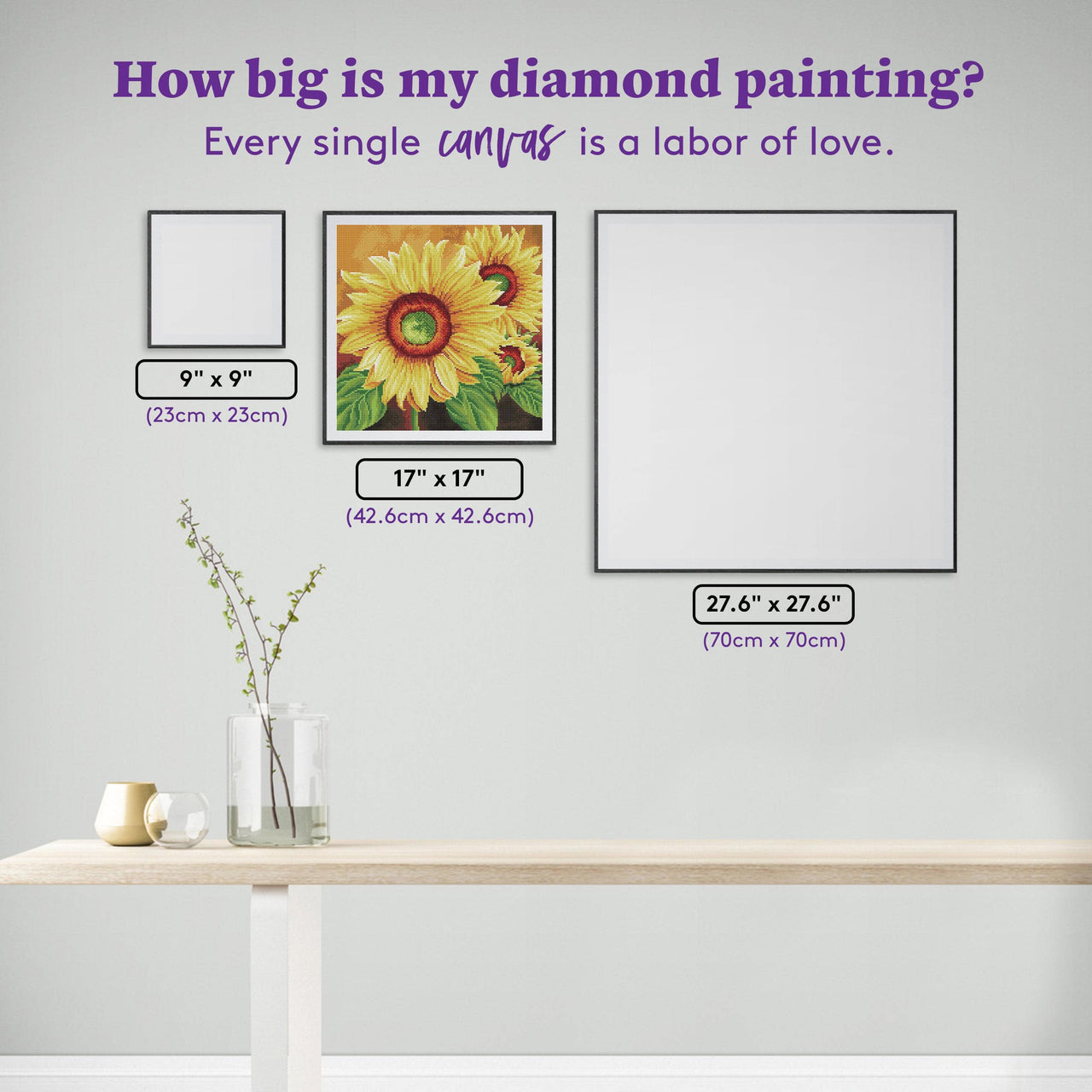 Diamond Painting We Are Sun 17" x 17" (42.6cm x 42.6cm) / Round with 25 Colors including 3 ABs / 23,104