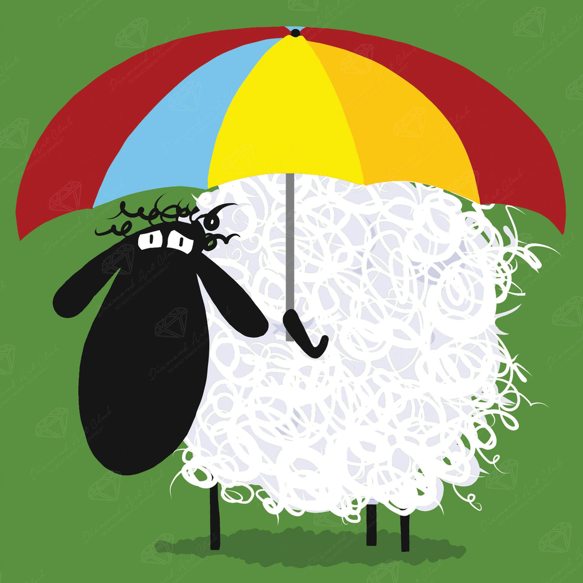 Diamond Painting We're Under the Weather Ewe 9" x 9" (22.7cm x 22.7cm) / Round with 11 Colors including 1 ABs / 6,561