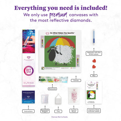 Diamond Painting We're Under the Weather Ewe 9" x 9" (22.7cm x 22.7cm) / Round with 11 Colors including 1 ABs / 6,561