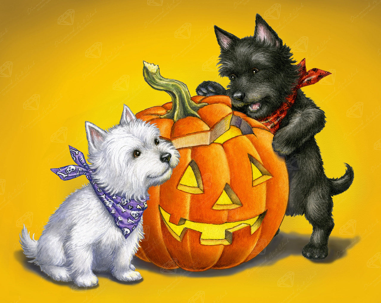 Diamond Painting Westie Scottie Halloween © Rose Mary Berlin 23.8" x 18.9" (61cm x 48cm) / Square with 46 Colors including 3 ABs / 46,899