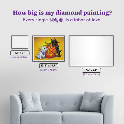 Diamond Painting Westie Scottie Halloween © Rose Mary Berlin 23.8" x 18.9" (61cm x 48cm) / Square with 46 Colors including 3 ABs / 46,899