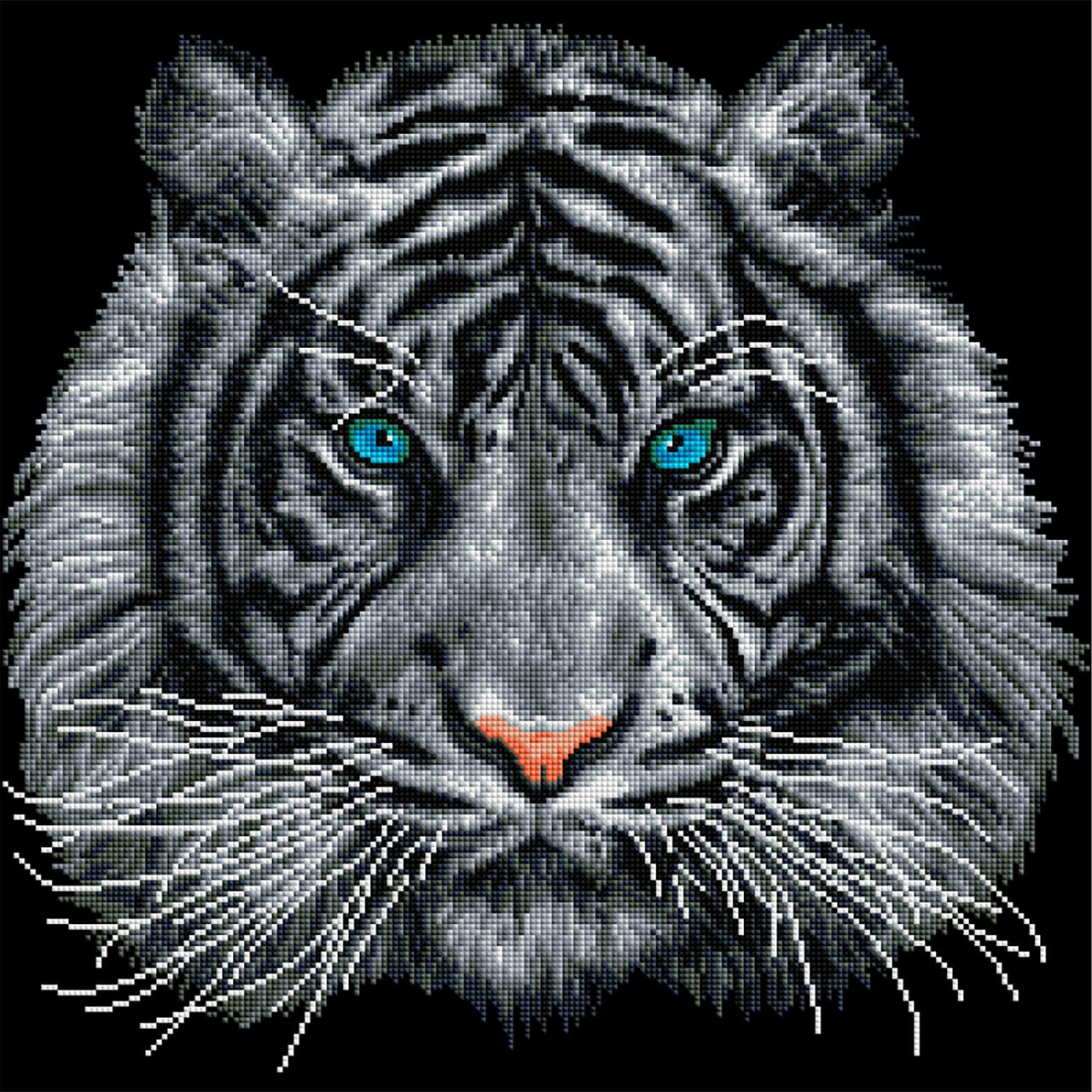 Diamond Painting White Tiger 20" x 20″ (51cm x 51cm) / Square With 16 Colors Including 1 AB / 28,978