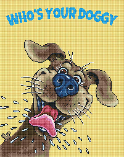 Diamond Painting Who's Your Doggie 20" x 25″ (51cm x 64cm) / Square with 24 Colors including 4 ABs / 50,853