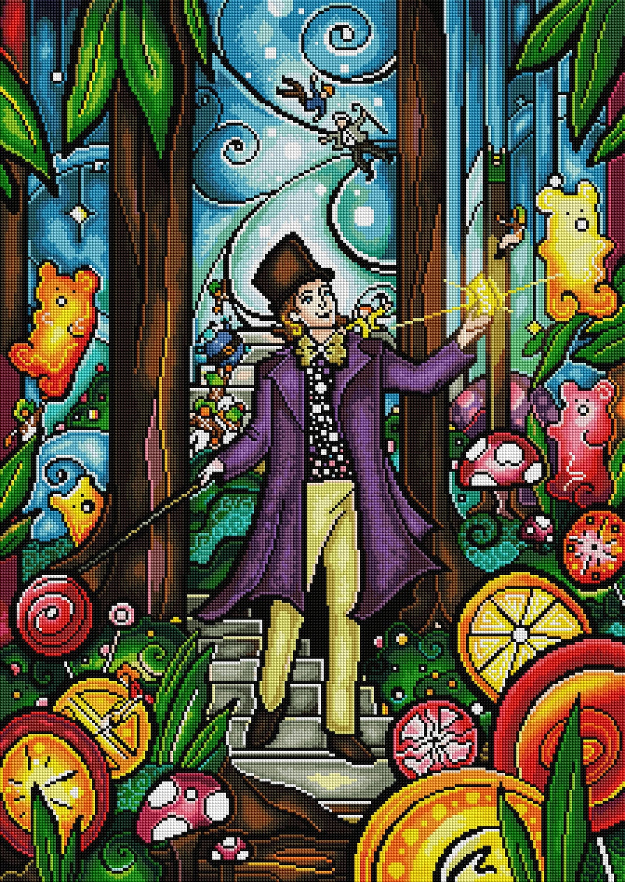 Diamond Painting Willy Wonka and the Chocolate Factory™ 22" x 31" (56cm x 79cm) / Square with 67 Colors including 4 ABs / 70,784