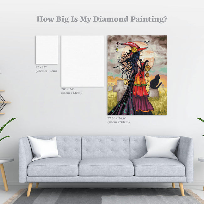 Diamond Painting Witch Way 27.6" x 36.6″ (70cm x 93cm) / Square with 54 Colors including 3 ABs / 102,213