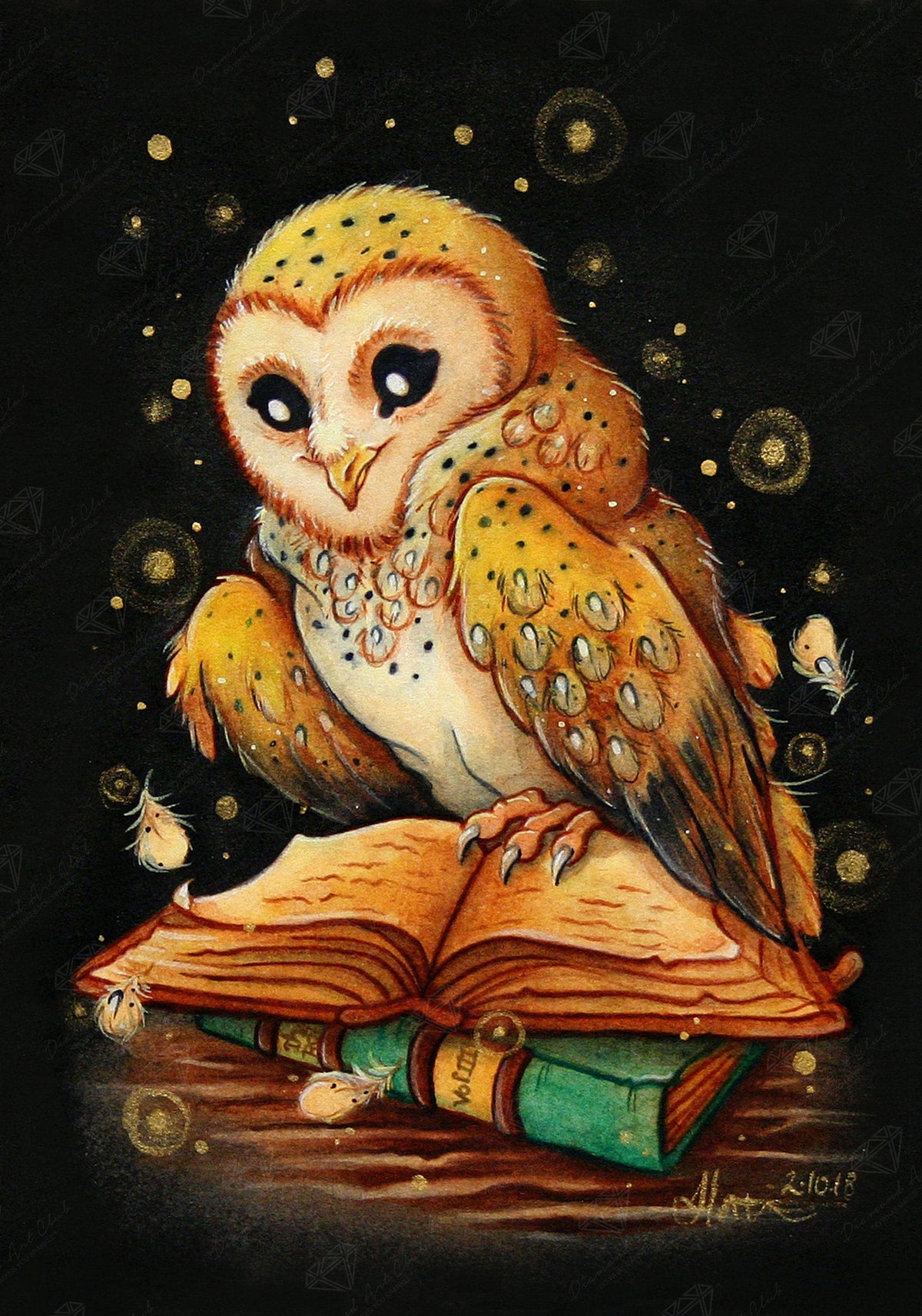 Diamond Painting Witta the Owl 17" x 24" (42.6cm x 60.8cm) / Round with 29 Colors including 2 ABs and 1 Electro Diamonds / 32,984