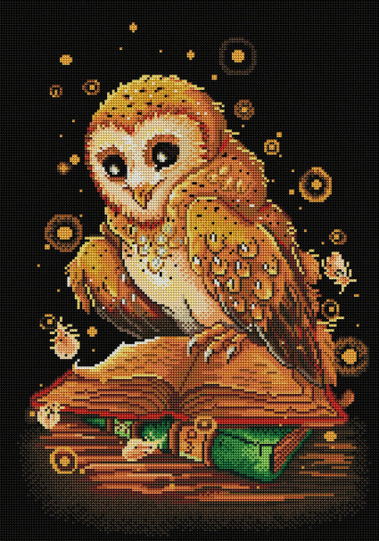 Diamond Painting Witta the Owl 17" x 24" (42.6cm x 60.8cm) / Round with 29 Colors including 2 ABs and 1 Electro Diamonds / 32,984