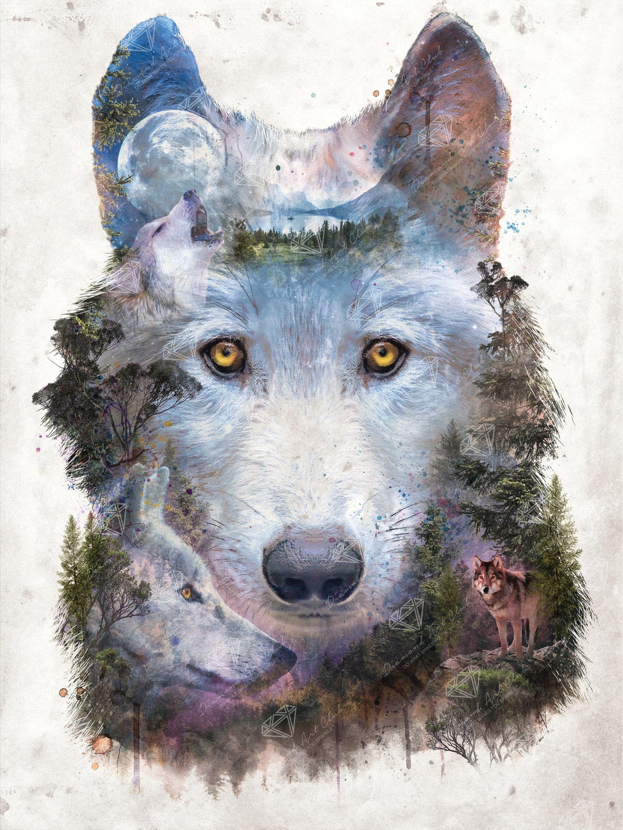 Diamond Painting Wolf Pack 27.6" x 36.6" (70cm x 93cm) / Square With 56 Colors Including 4 ABs / 102,213