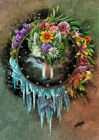 Diamond Painting Wolf Seasons Dreamcatcher 22" x 31" (56cm x 79cm) / Square with 63 Colors and 4 ABs / 68,952