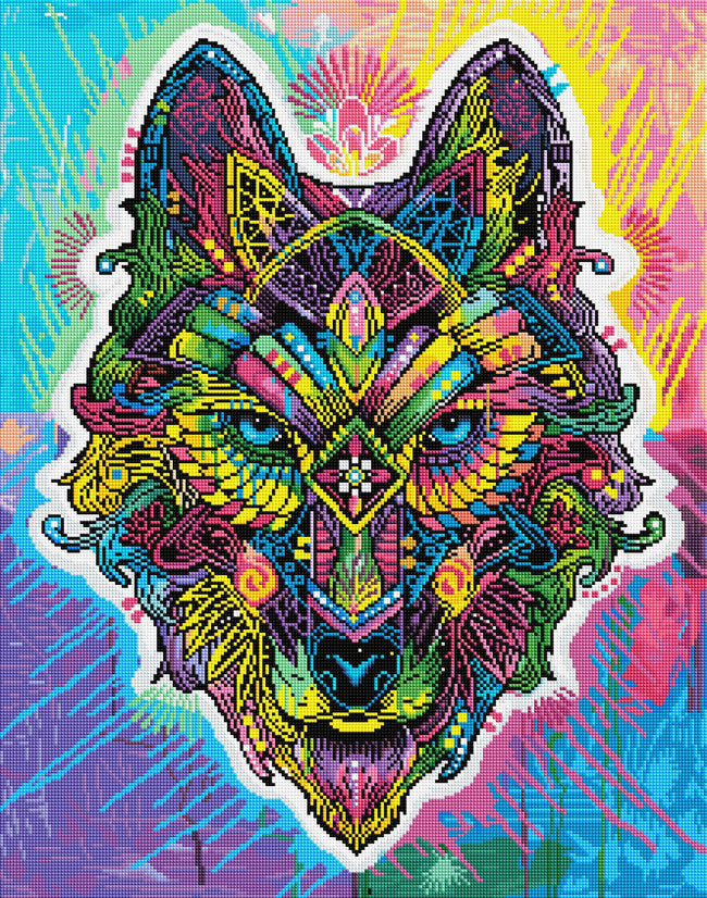 Diamond Painting Wolf Shaman 22" x 28" (56cm x 71cm) / Square With 49 Colors Including 4 ABs / 62,101