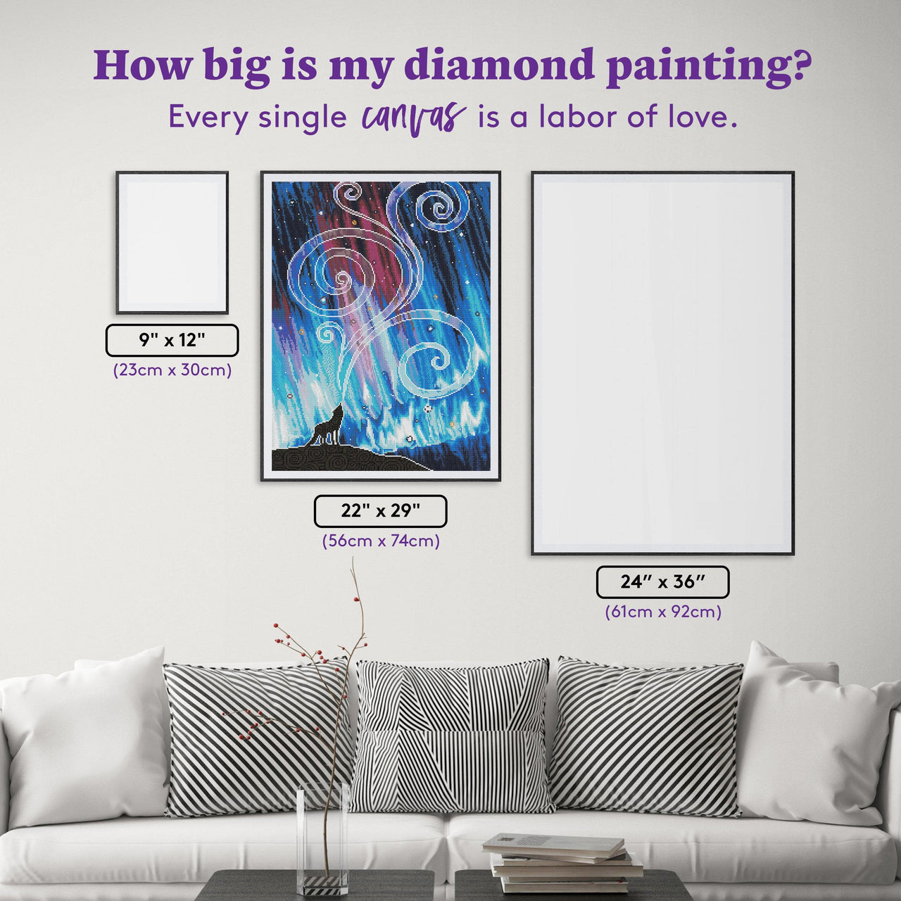 Diamond Painting Wolf Song 22" x 29" (56cm x 74cm) / Round With 33 Colors Including 4 ABs / 52,337