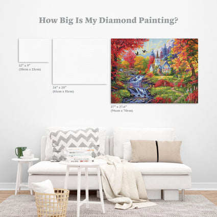 Diamond Painting Woodland Church 37" x 27.6″ (94cm x 70cm) / Square with 64 Colors including 4 ABs / 103,322