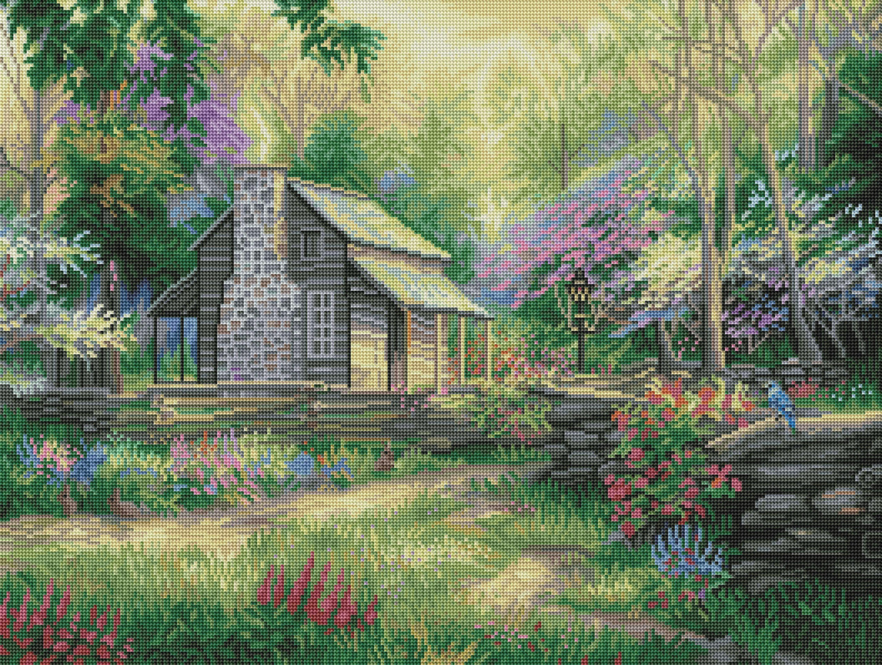 Diamond Painting Woodland Oasis 29" x 22" (74cm x 56cm) / Round With 59 Colors Including 3 ABs / 52,536