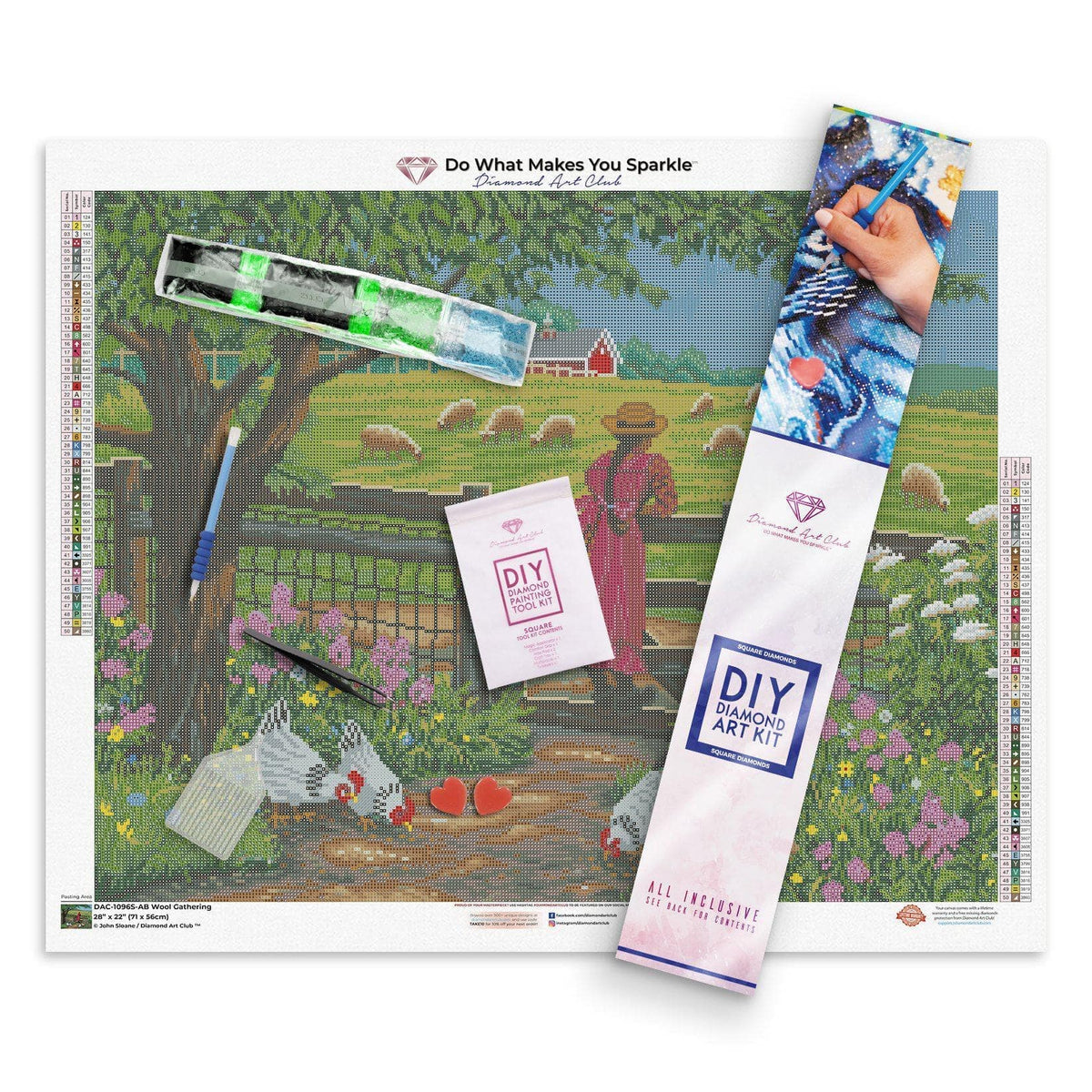 Diamond Painting Wool Gathering 28" x 22″ (71cm x 56cm) / Square with 50 Colors including 3 ABs / 68,947