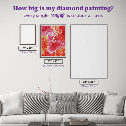 Diamond Painting XOXO Heart 17" x 22" (42.8cm x 55.8cm) / Square with 34 Colors including 4 ABs / 38,528