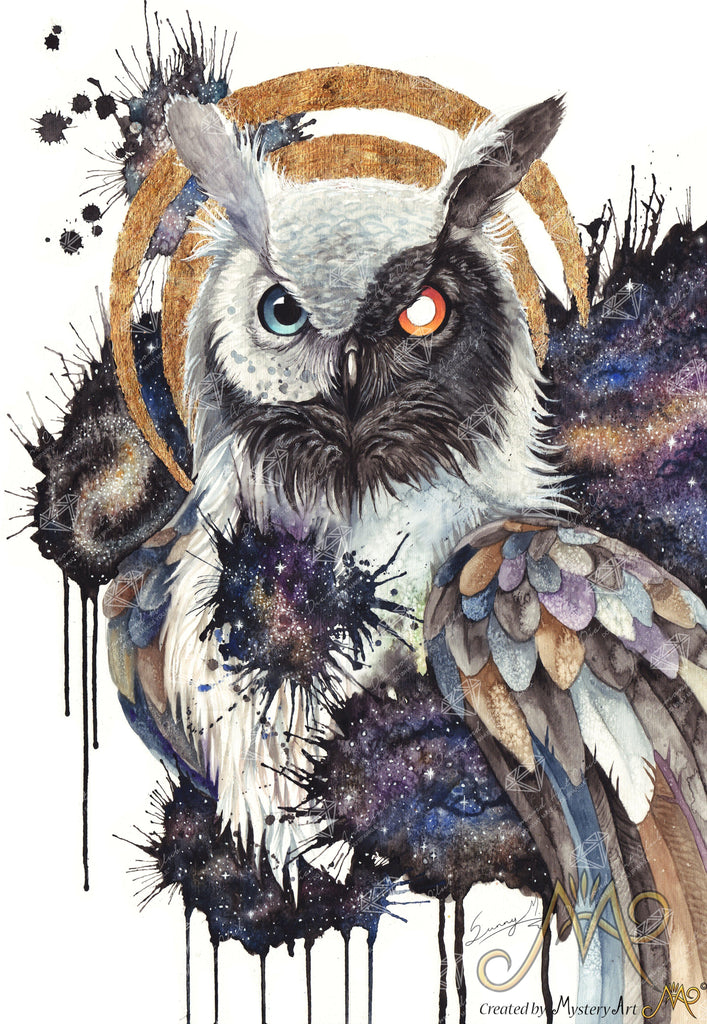 Yin Yang Owl — 12.6" x 18.1" Square 28 Colors 22 625