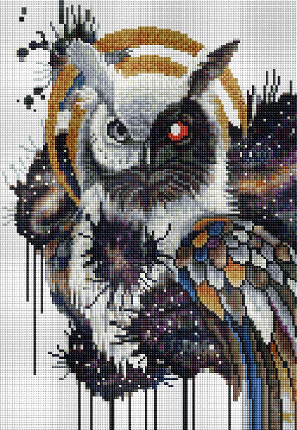 Diamond Painting Yin Yang Owl 12.6" x 18.1" (32cm x 46cm) / Square with 28 Colors / 22,625