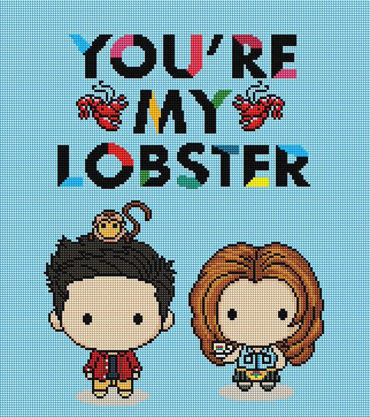 Diamond Painting You're My Lobster - Ross & Rachel 16" x 18″ (41cm x 46cm) / Square With 29 Colors Including 4 ABs / 29,141