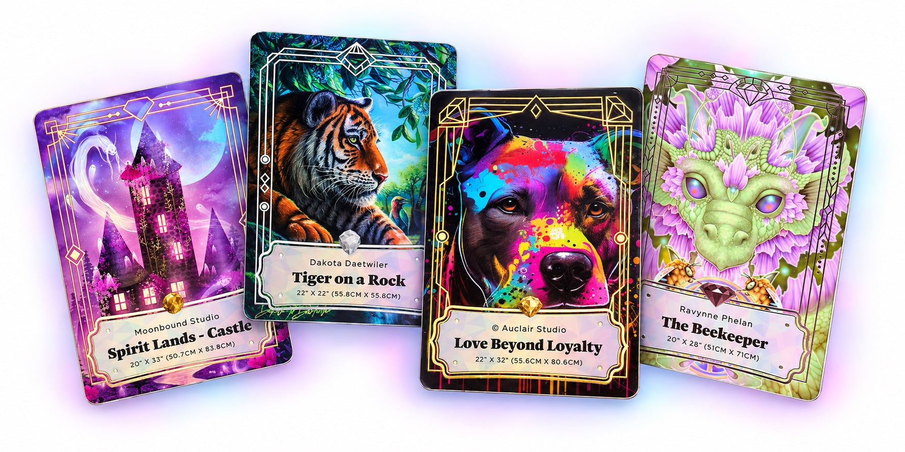 Four collectible Treasure Quest art cards